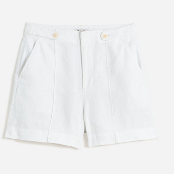 NWT MADEWELL Button- Tab Linen High Rise Shorts Size 4 White {NR095} - Picture 5 of 16